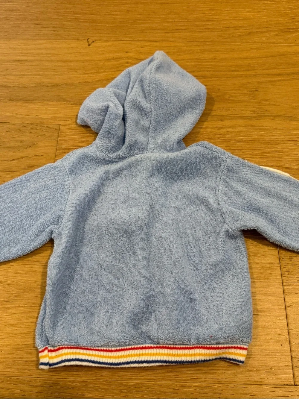Vintage 70s 80s Carter's Baby Blue Terry Velour submarine rainbow Hoodie